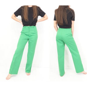 Salem 70s Vintage Green Trouser Slacks High Waisted Straight Leg Size 2 Waist 26